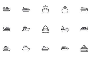 Ship concept. Collection of ship high quality vector outline signs for web pages, books, online stores, flyers, banners etc. Set of premium illustrations isolated on white background