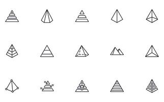 Pyramid concept. Pyramid line icon set. Collection of vector signs in trendy flat style for web sites, internet shops and stores, books and flyers. Premium quality icons isolated on white background