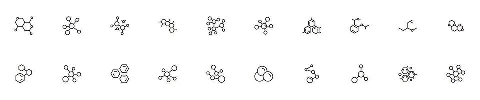 Collection of modern molecule outline icons. Set of modern illustrations for mobile apps, web sites, flyers, banners etc isolated on white background. Premium quality signs. vector