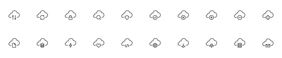 Cloud concept. Collection of modern high quality cloud line icons. Editable stroke. Premium linear symbol for web sites, flyers, banners, online shops and companies. vector