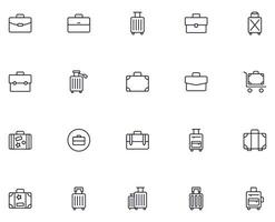Collection of modern suitcase outline icons. Set of modern illustrations for mobile apps, web sites, flyers, banners etc isolated on white background. Premium quality signs. vector