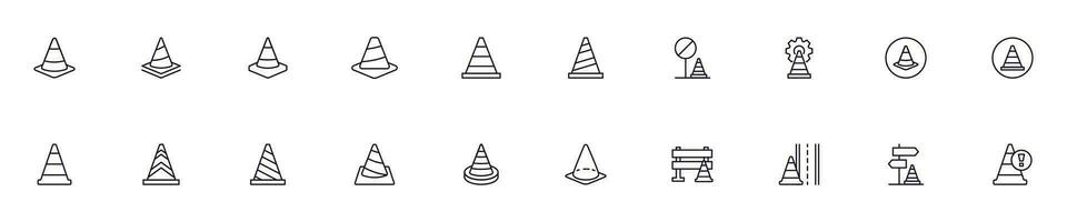 Collection of modern cone outline icons. Set of modern illustrations for mobile apps, web sites, flyers, banners etc isolated on white background. Premium quality signs. vector