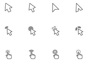 Cursor concept. Cursor line icon set. Collection of vector signs in trendy flat style for web sites, internet shops and stores, books and flyers. Premium quality icons isolated on white background