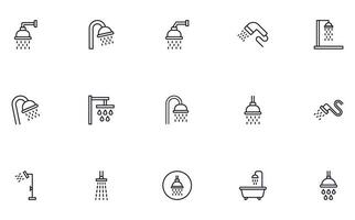 Collection of modern shower outline icons. Set of modern illustrations for mobile apps, web sites, flyers, banners etc isolated on white background. Premium quality signs. vector