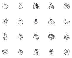 Fruta signo. minimalista aislado firmar en línea estilo. Perfecto para historias, tiendas, web sitios, anuncios, ui editable ataque. línea icono conjunto de varios frutas vector