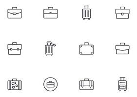 Collection of modern suitcase outline icons. Set of modern illustrations for mobile apps, web sites, flyers, banners etc isolated on white background. Premium quality signs. vector