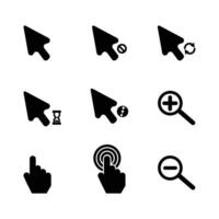 Mouse cursor icons set icon Solid Black style vector