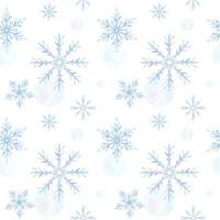 Snowflakes. Watercolor seamless pattern. Decorative winter background with hand drawn snowflakes, snow, stars. For fabric, wrapping paper, scrapbooking, postcards, invitations, cards vector