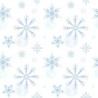 Snowflakes. Watercolor seamless pattern. Decorative winter background with hand drawn snowflakes, snow, stars. For fabric, wrapping paper, scrapbooking, postcards, invitations, cards vector