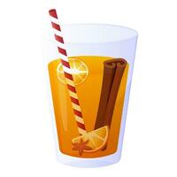 hot orange juice. Winter warm drink with cinnamon vector