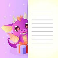 a card, an inscription, a happy new year letter. Cute dragon 2024 vector