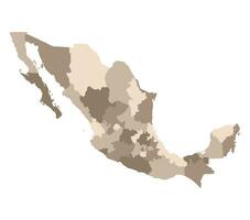 Map of Mexico with administrative regions. Mexican map regions. vector