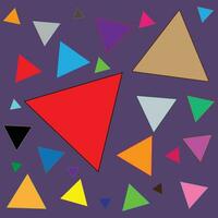 A pattern of irregular distributed triangles, blue and green and red and brown and yellow, suitable for backgrounds and schools and kindergarten decorations, triangles pattern vector, abstract art vector