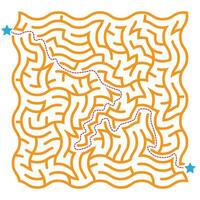 Vector illustration of  twisted maze with correct path, maze puzzle game for kids.
