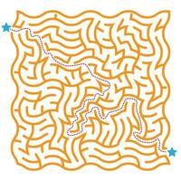 Vector illustration of  twisted maze with correct path, maze puzzle game for kids.