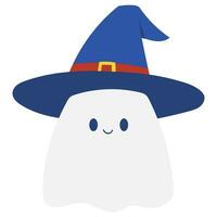 halloween ghost wearing hat vector illustration