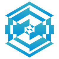 abstract hexagon shape icon in gradient blue png