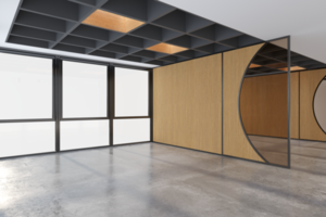 modern empty office interior with window on transparent background png