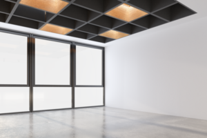 modern empty office interior with window on transparent background png