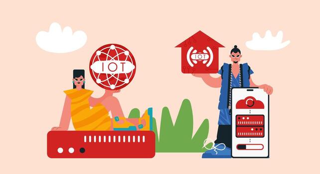 Representation of the IOT Development and Back Bunch, Locks in Solid Organize and Supporting Creative Headways for a More sharp Future. vector