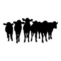 un grupo de vacas son silueta en contra un blanco antecedentes vector ilustración