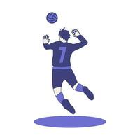 volley player jumping serve vector illustration