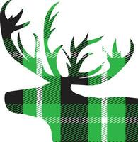 Christmas buffalo plaid deer vector