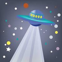 ufo vector illustration with stars in the space