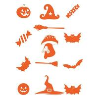 Set of Yellow color of Halloween on a white background. Vector illustration