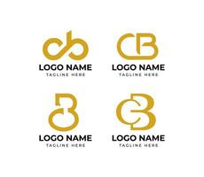 Set of modern elegant monogram letter CB or BC logo design template vector