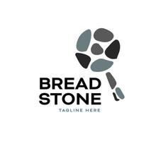gravel stone search logo with magnifying glass logo vector icon illustration design