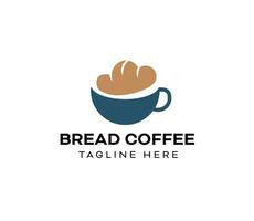 a cup of coffee and bake bread logo vector icon illustration design