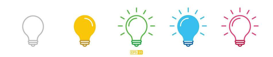 Light bulb colorful icon set eps10 vector