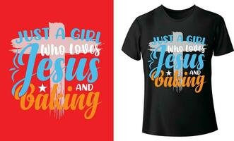 sólo un niña quien ama Jesús y horneando camiseta diseño vector