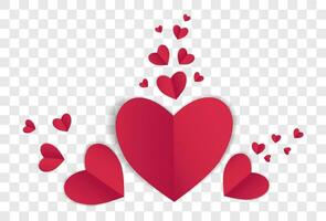rojo papel vector corazones en un sobre, enamorado para san valentin día. tarjeta, tarjeta postal, invitación, modelo