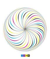 a circular pattern with colorful dots on it, cmyk two circles with colorful dots on them set, cmyk vector illustration of a flower  with a circle and a dot,mandala vector