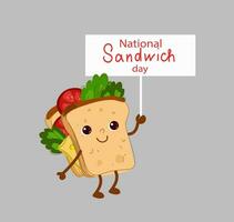 Happy sandwich day. Vector hand drawn doodle cartoon illustration