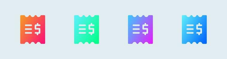 Invoice solid icon in gradient colors. Bill signs vector illustration.