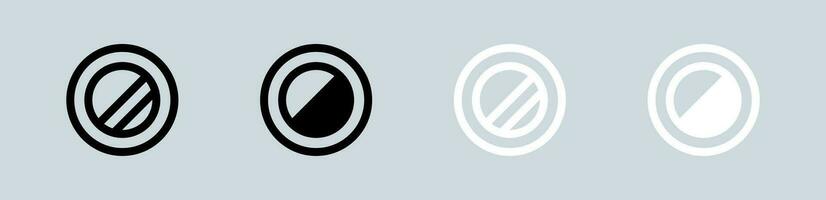 Contrast icon set in black and white. Brightness signs vector illustration.