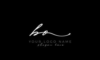 Handwriting letter BO logo design. BO logo design free vector template