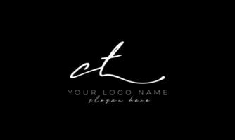 Handwriting letter CT logo design. CT logo design free vector template