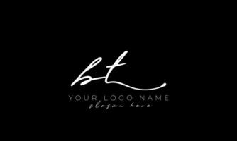 Handwriting letter BT logo design. BT logo design free vector template