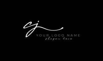 Handwriting letter CJ logo design. CJ logo design free vector template