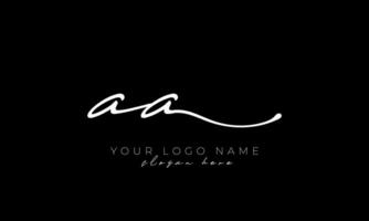 Handwriting letter AA logo design. AA logo design free vector template