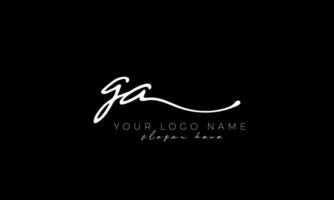 Handwriting letter GA logo design. GA logo design free vector template