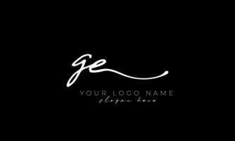 Handwriting letter GE logo design. GE logo design free vector template