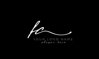 Handwriting letter FC logo design. FC logo design free vector template