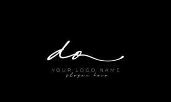Handwriting letter DO logo design. DO logo design free vector template