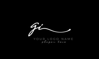 Handwriting letter GI logo design. GI logo design free vector template