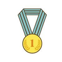 premio cinta oro medalla número primero icono aislado vector ilustración